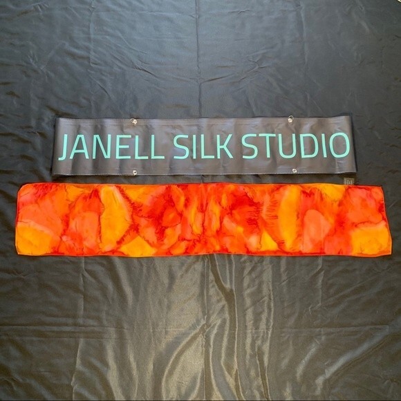 Hand Painted Orange Yellow Silk Scarf Borrego Poppy NWT - Picture 2 of 2